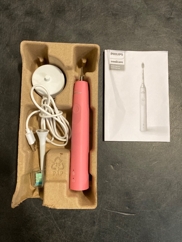 Photo 1 of Philips Sonicare 4100 Rechargeable Electric Toothbrush, Advanced Plaque Removal, Pressure Sensor, Includes Brush Head Case, Deep Pink BD5004AZ