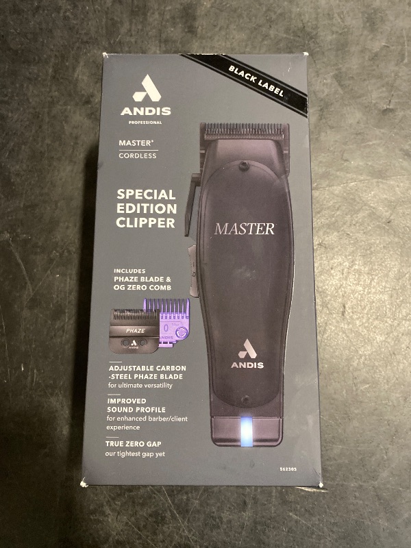 Photo 1 of Andis Black Label MLC Professional Master Cordless Hair Trimmer, Adjustable Carbon Steel Blade Hair Clipper for Close Cutting, Black
