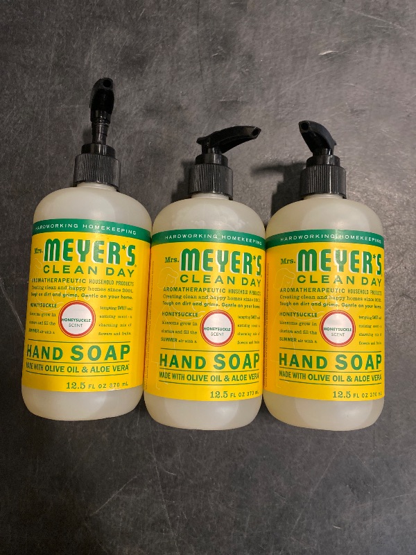Photo 1 of MRS. MEYER'S CLEAN DAY Hand Soap, Made with Essential Oils, Biodegradable Formula, Honeysuckle, 12.5 fl. oz - Pack of 3
