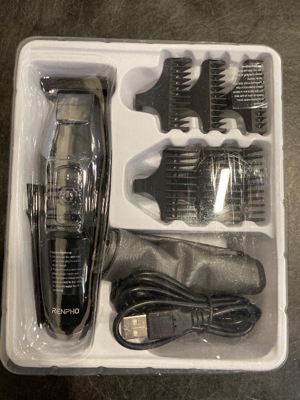 Photo 1 of RENPHO Cordless Hair Clippers for Men, Beard Trimmer with LED Display, 4-Speed Hair Trimmer for Men, 0.15mm Professional Barber Clippers, Hair Cutting Kit, 100-240V for Global Travel