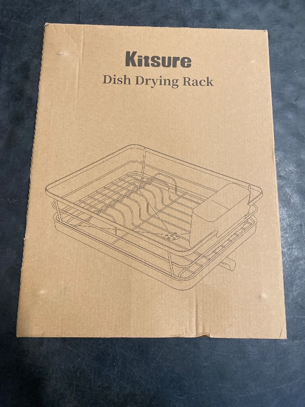 Photo 1 of Kitsure Dish Drying Rack for Kitchen Counter, Stainless Steel Sink Organization and Storage Essentials with Cutlery Holder, Home and Appartment Decor, 12''W x 15.5''L, Black