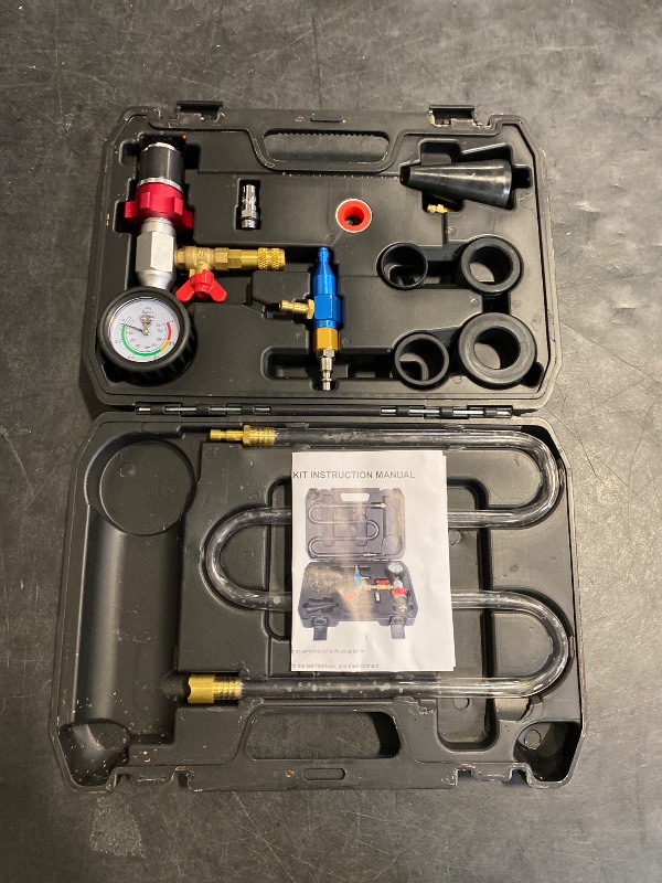 Photo 1 of CMTOOL Coolant Vacuum Refill Kit, Universal Vacuum Coolant Fill Kit, Car Cooling System Filler Tool Set with 41.3 Inch Fill Hose, Pressure Gauge, 2 Quick Connect Adapters