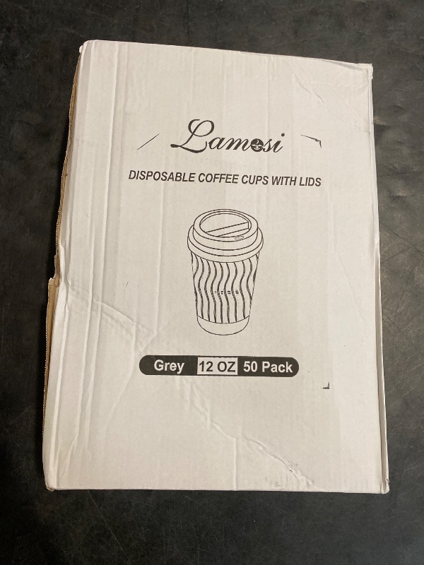 Photo 1 of Lamosi 50 Pack - 12 oz Insulated Disposable Coffee Cups with Lids, To Go Paper Coffee Cups with Lids, Corrugated Ripple Wall Cup for Hot Drink Office Coffee Bar
