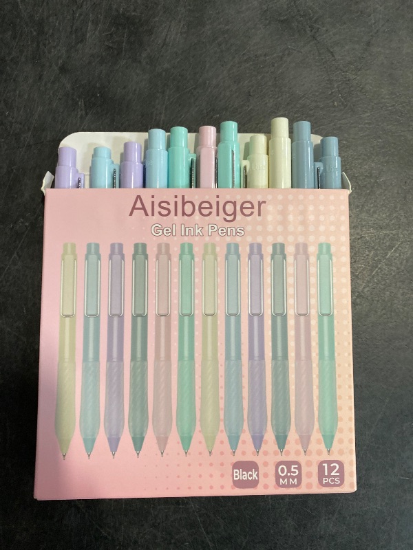Photo 1 of Aisibeiger Gel Pens Black Ink Fine Point 0.5mm Retractable Cute Pen for Smooth Writing School Office Supplies (Silver 12-count)