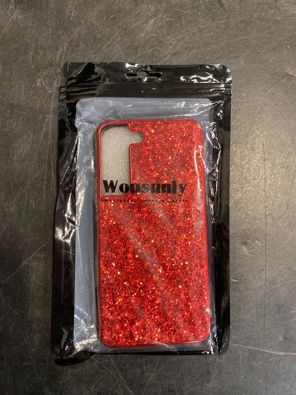 Photo 1 of Compatible with Samsung S22 Case Glitter Shockproof, for Samsung Galaxy S22 Phone Case Bling Sparkly Soft TPU and PC Silicone Shiny Girl Women Thin Protective Cover (Red)