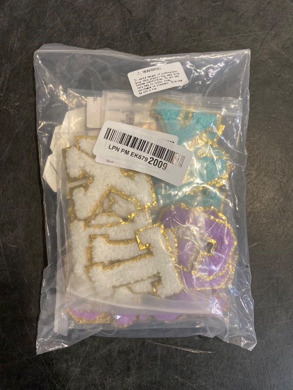 Photo 1 of vibedor 52 PCS Chenille Letters Patches, Self Adhesive Patches 2.2 Inches Classic-Color Varsity Letter Stickers for Hats, Bags, Makeup Bags, Backpacks