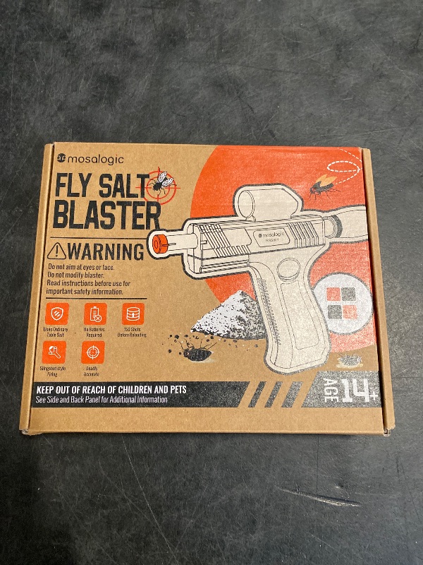 Photo 1 of Mosalogic Bug Salt Gun Fly Killer Salt-Powered Houseflies Remover for Indoor/Outdoor Use, 150 Shots, Ages 14+ for Christmas, Halloween, Thanksgiving-Black Over Orange