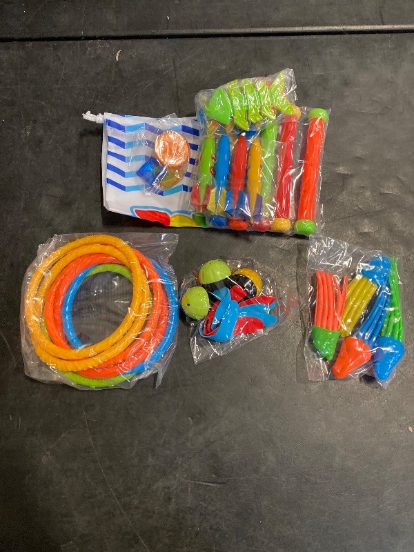 Photo 1 of JOYIN 30 Pcs Diving Pool Toys for Kids Ages 3-12 Jumbo Set with Storage Bag Pool Games Summer Swim Water FishToys