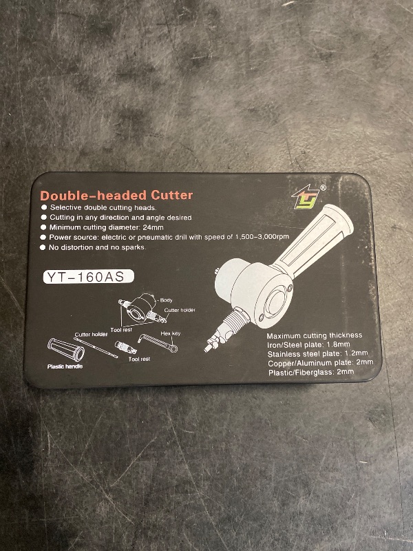 Photo 1 of 360 Degree Double Headed Sheet Metal Nibbler Drill Attachment Metal Cutter with Extra Punch and Die, 1 Cutting Hole Accessory and 1 Step Drill Bit