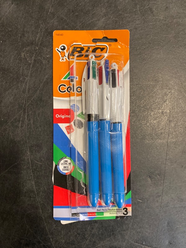 Photo 1 of BIC 4-Color Original Retractable Ballpoint Pen with 1.0 mm Medium Point, 3-Count in Assorted Ink