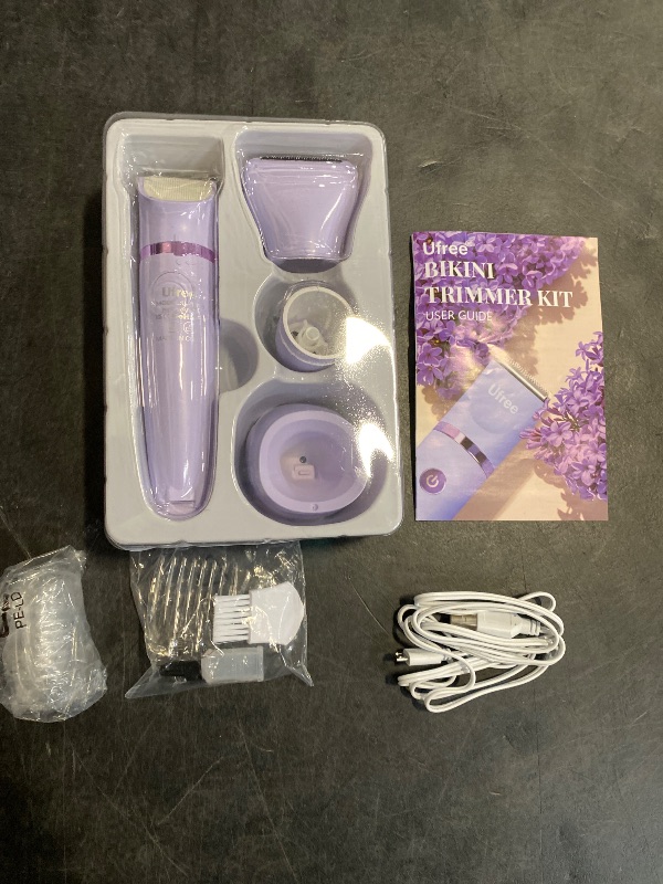 Photo 1 of Ufree Bikini Trimmer Electric Razors for Women, Rechargeable Pubic Body Hair Trimmer Electric Shaver for Legs Body Hair, Bikini Shaver IPX7 Waterproof, Gifts for Women, Purple