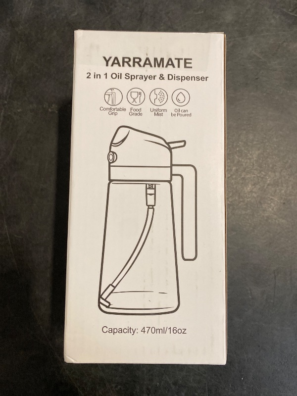 Photo 1 of YRRAMATE 16oz/470ml Glass Olive Oil Sprayer for Cooking with Stickers, 2 in 1 Oil Dispenser for Kitchen Gadgets, Food Grade Premium Spray Bottle with Portion Control for Salad, Frying, BBQ (Green)