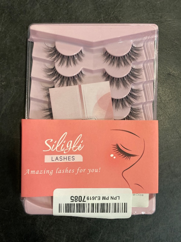 Photo 1 of Lashes Natural Cat Eye Lashes Wispy Eyelashes 15mm False Eyelashes Wispy Lashes 3D Volume Strip Eyelashes Thin Cotton Band Soft Fake Eyelashes False Lashes Pack 7 Pairs Siligli