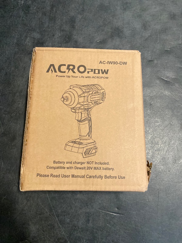 Photo 1 of ACROPOW Cordless Impact Wrench Compatible with DEWALT 20V MAX Battery, 1/2 Inch Brushless High Torque Power Impact Gun 665 Ft-lbs(900 N.m) with 3-Mode Speed, LED Light (Bare Tool Only)