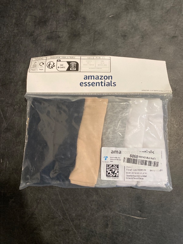 Photo 1 of (M) Amazon Essentials Women's Cotton Bikini Brief Underwear (Available in Plus Size), Pack of 6, Black/Grey Heather/Light Pink/White, Medium