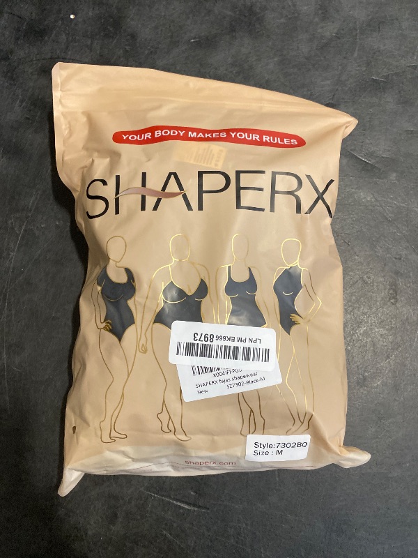 Photo 1 of (M) SHAPERX Women's Fajas Colombianas Tummy Control Shapewear Postpartum Full Body Shaper Butt Lifter Bodysuit, SZ7302-Black-M
