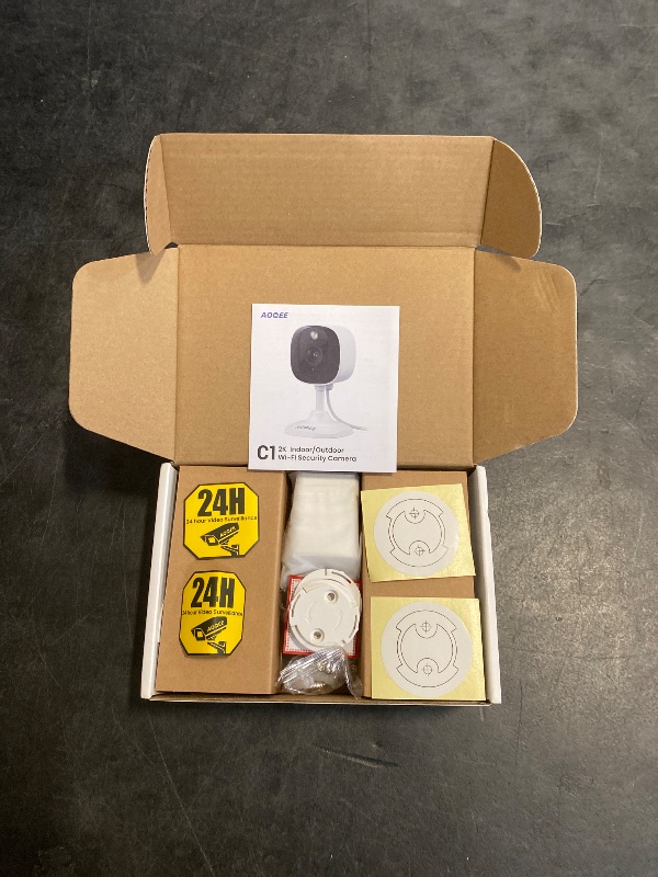 Photo 1 of AOQEE 2K Cameras for Home Security-Outdoor/Indoor Camera for Dog/Cat/Pet/Nanny/Baby, Color Night Vision, White Light, Siren, 24/7 SD Recordings, Works with Alexa/Google Home, C1-White-2P (2.4Ghz WiFi)