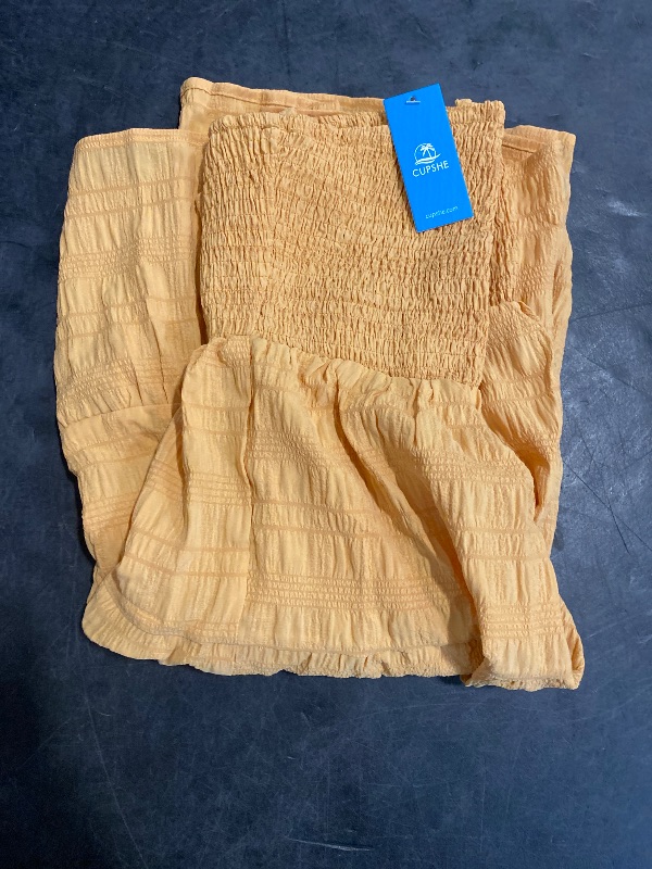 Photo 1 of (M) CUPSHE Women Ruffle Mini Summer Dress Spaghetti Straps Square Neck Backless Smocked Bodice High Waist A Line Spring Beach Dresses, Yellow M