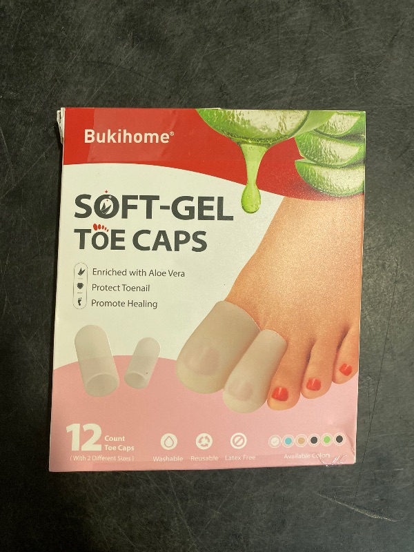 Photo 1 of Bukihome Silicone Toe Protectors - 12 Pack Gel Toe Sleeves Toe Protectors - Toe Caps with Aloe Vera Essential Oils - Toe Cushions for Pain Relief, Toe Protection for Corns, Calluses (8L + 4S)