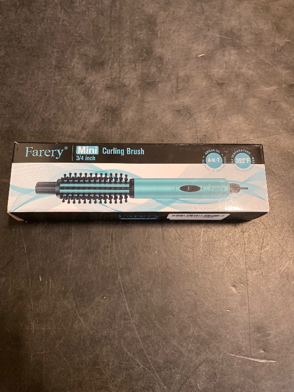 Photo 1 of FARERY Mini Thermal Brush, Curling Iron 3/4 Inch, Heated Round Brush for Volumizing and Small Curls, Travel Size Curling Iron for Short & Thin Hair, Dual Voltage, One Heat 392°F, Blue