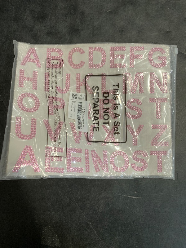 Photo 1 of Zonon 136 Pieces Rhinestone Iron-on Letter Large Glitter Bling Alphabet Sticker Crystal Gemstone Border Self-Adhesive 34 Letters Sticker for Art Craft Clothing Fabric(Pink)