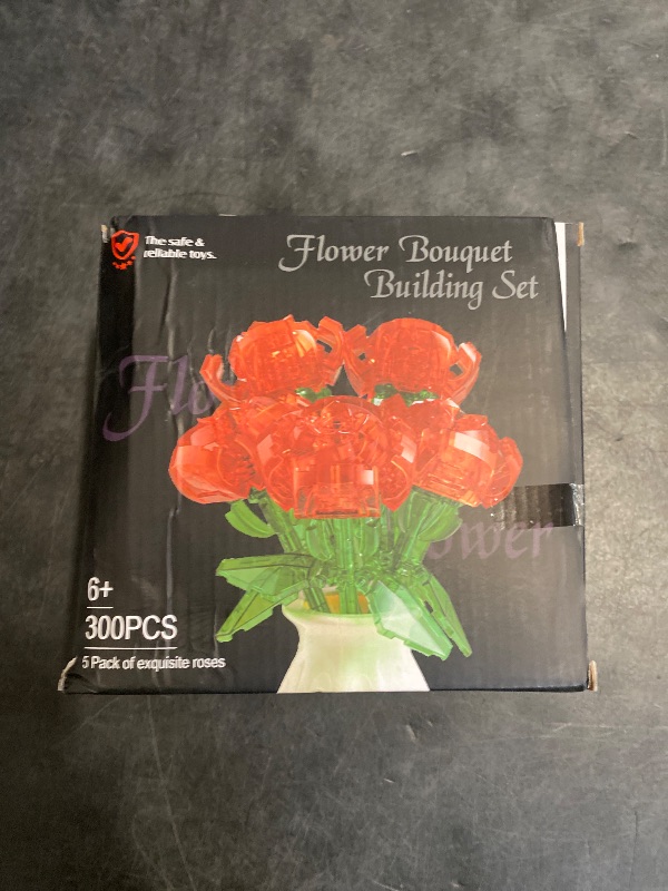 Photo 1 of qesfir Flower Bouquet Building Blocks Set - Artificial Flowers with Gerbera for Home Decor, Unique Gift for Her or Him for Anniversary Valentine Birthday, DIY Mini Micro Bricks Kits with Vase