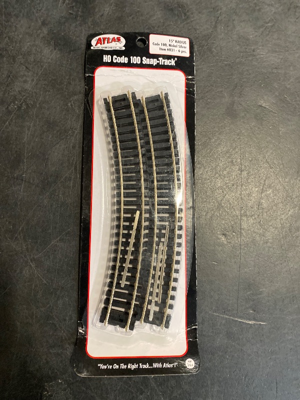 Photo 1 of Code 100 Nickel Silver 15" Radius Snap-Track (6/Bx) HO Scale Atlas Trains