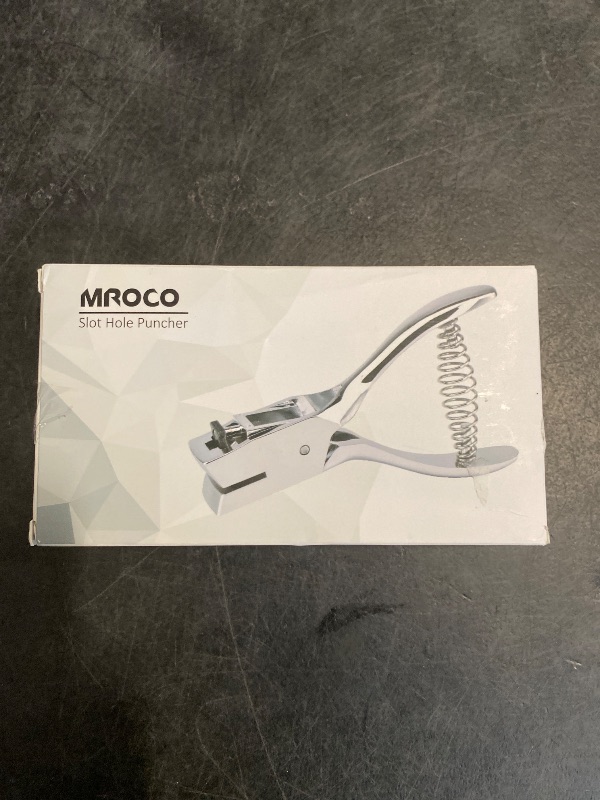 Photo 1 of MROCO Hole Punch One Slot Badge Punch for ID Cards, Handheld, No Burrs, Metal Badge Puncher, 15mm x 3mm Hole Size
