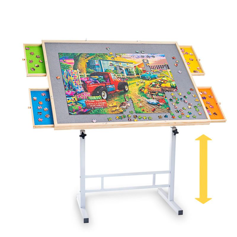 Photo 1 of Fanwer Adjustable Puzzle Table with Drawers 1500 Piece, Angle & Height Adjustable Jigsaw Puzzle Table with Metal Legs | 35"x26" Tilting Puzzle Board for Adults and Children, for Birthday