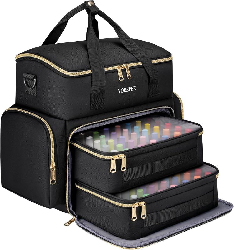 Photo 1 of YOREPEK Extra Large Nail Polish Organizer Case Holds 48 to 100+ Bottles (15ml/0.5 fl.oz) UV lamp, Gel Polish Travel Case Bag with 2 Removable Pouches Fits Nail Suppiles, Gift for Manicurist, Girls
