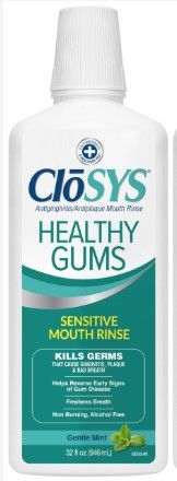 Photo 1 of Closys Healthy Gums Mouthwash, Antiplaque and Antigingivitis for Gum Health, Non-Burning, Non-Irritating – 32 Fl Oz 1pack