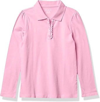 Photo 1 of The Children's Place Girls' Long Sleeve Ruffle Pique Polo *