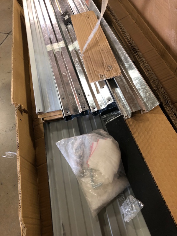 Photo 1 of 12' x 10' XL Outdoor Storage Shed, Sturdy Metal Building w/Windows & Sliding Doors for Garden, Backyard, Poolside and Lawn, Black+White