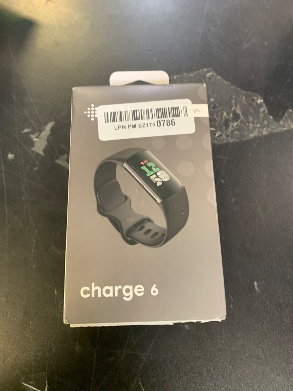 Photo 1 of Fitbit Charge 6 Fitness Tracker with Google apps, Heart Rate on Exercise Equipment, 6-Months Premium Membership Included, GPS, Health Tools and More, Obsidian/Black, One Size (S & L Bands Included)