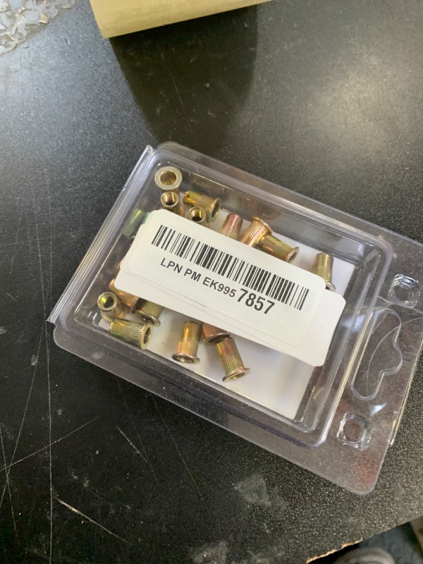 Photo 1 of uxcell 25Pcs Rivet Nut Flat Head, #10-32 Carbon Steel Threaded Insert Nuts Knurled Body Zinc Plated Finish