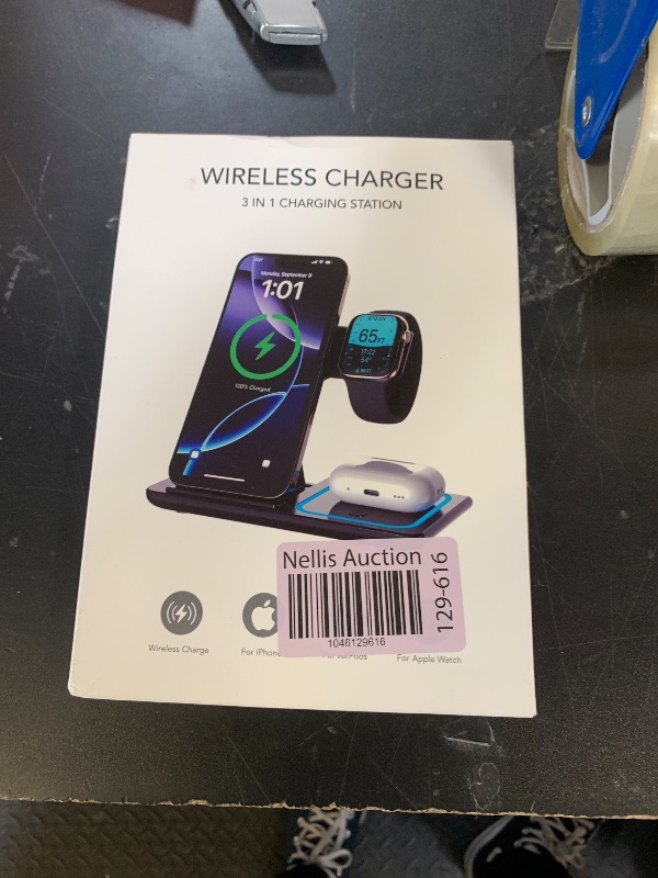 Photo 1 of 3 in 1 Wireless Charger Charging Station, Wireless Charger Stand for 16e 16 15 14 Pro Max 13 12 11,Charging Dock for AirPods 4 3 2 Pro, Apple Watch 10/9/Ultra/8/SE/7/6/5/4/3