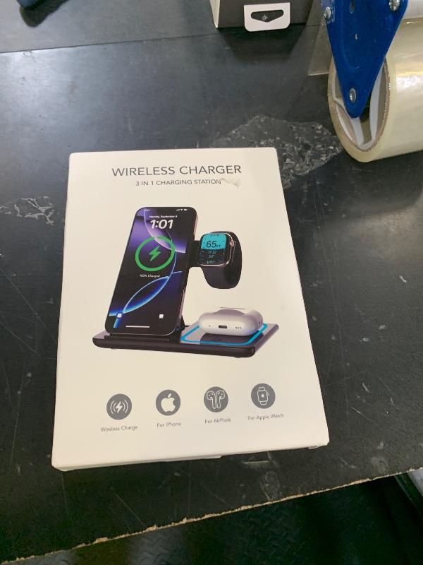 Photo 1 of 3 in 1 Wireless Charger Charging Station, Wireless Charger Stand for 16e 16 15 14 Pro Max 13 12 11,Charging Dock for AirPods 4 3 2 Pro, Apple Watch 10/9/Ultra/8/SE/7/6/5/4/3