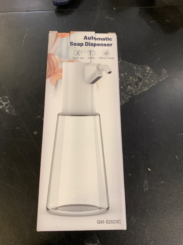 Photo 1 of Greatmay Automatic Soap Dispenser Adjustable,4 Adjustable Levels Rechargeable Electric Liquid Soap Dispenser,450ml Touchless Hand Sanitizer Pump,The Bottle is Replaceable (White)