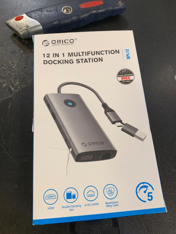 Photo 1 of ORICO 12 in 1 DisplayLink Docking Station Triple Displays for MacBook M1/M2/M3/Windows, 2 HDMI 2K & VGA 1080P, USB-C 5V 3A, 3 USB-A 3.0 5Gbps, Ethernet, SD/TF, Audio
