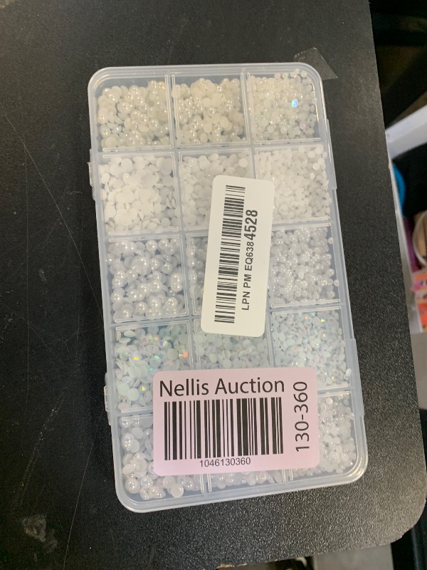 Photo 1 of 12000 Pcs White Flatback Pearls and Rhinestones for Crafting, 3-5 mm Jelly Resin Rhinestones, Mixed Size Half Pearl Bedazzling Gems for Nail DIY Crafts Mugs Bottles Tumblers Clothes Makeup
