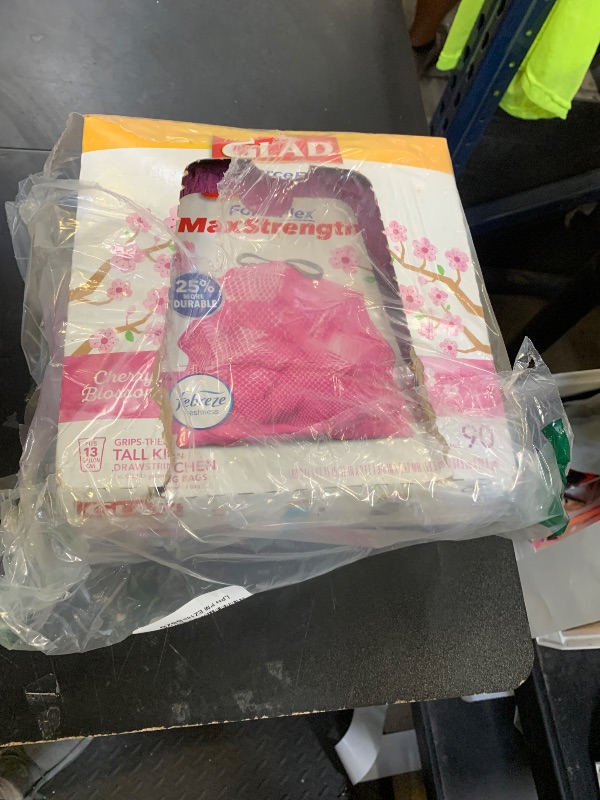 Photo 1 of Glad Tall Kitchen Trash Bags 13 Gallon, MaxStrength Cherry Blossom Garbage Bags, Drawstring, 90 Count
