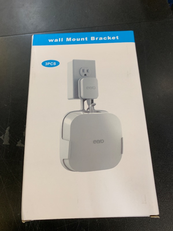 Photo 1 of COOLWUFAN Wall Mount Holder for eero Pro 6/6E Home WiFi System - Simple and Sturdy Stand Bracket for Tri-Band Mesh Wi-Fi 6 System (White, 3 Pack)