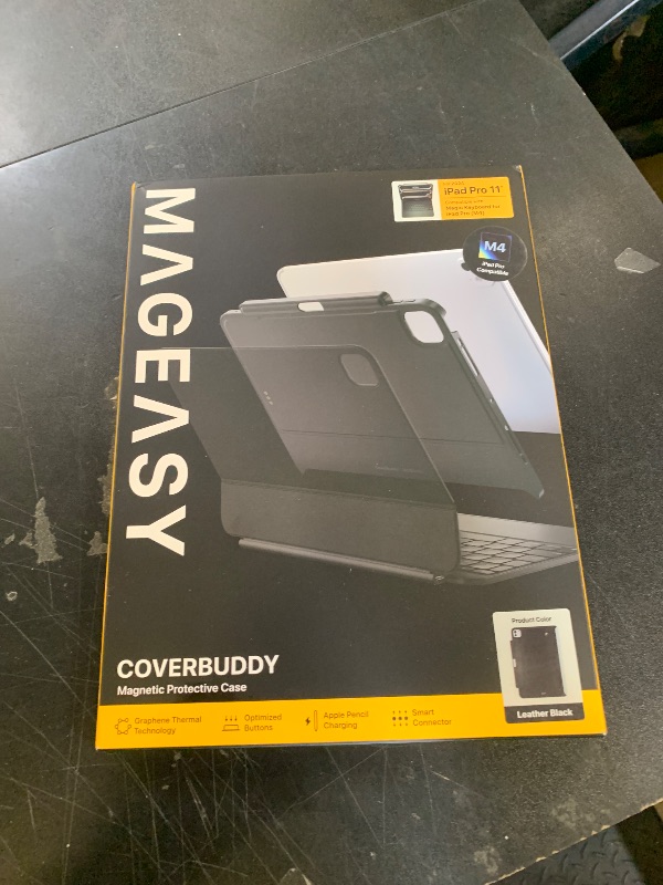 Photo 1 of MAGEASY CoverBuddy for M4 iPad Pro 11" (2024) - iPad Pro Case Compatible with Magic Keyboard for iPad Pro (M4), Enhanced Thickness & Heat Dissipation - New Black (Leather 5.05)