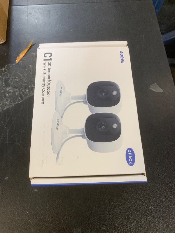Photo 1 of AOQEE 2K Cameras for Home Security-Outdoor/Indoor Camera for Dog/Cat/Pet/Nanny/Baby, Color Night Vision, White Light, Siren, 24/7 SD Recordings, Works with Alexa/Google Home, C1-White-2P (2.4Ghz WiFi)