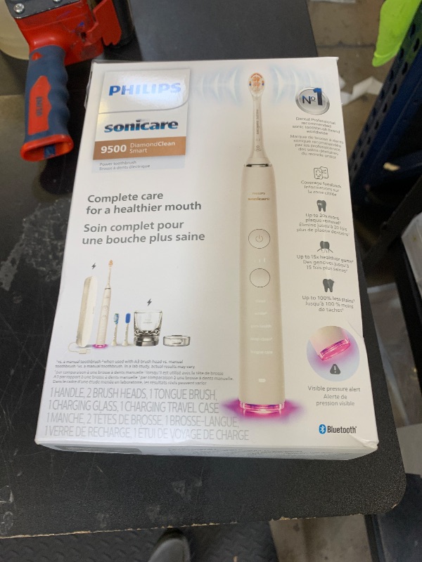Photo 1 of Philips Sonicare DiamondClean Smart 9500 Electric Toothbrush, Sonic Toothbrush with App, Pressure Sensor, Brush Head Detection, 5 Brushing Modes and 3 Intensity Levels, White, Model HX9923/01