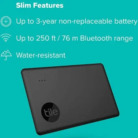 Photo 1 of Tile Slim - Phone Finder. Wallet Finder. Laptop Finder, Skateboards - Non-Retail Packaging - 1 Pack Tile Slim Bluetooth Tracker