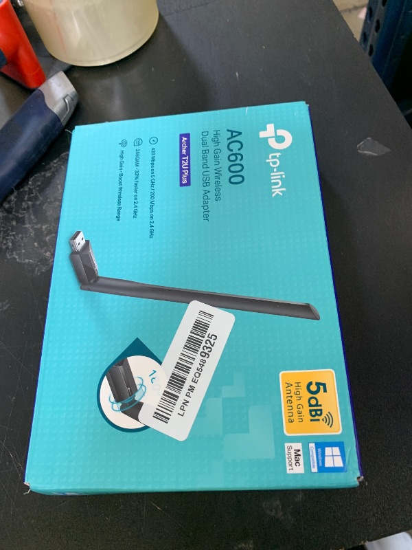 Photo 1 of TP-Link AC600 USB WiFi Adapter for PC (Archer T2U Plus)- Wireless Network Adapter for Desktop with 2.4GHz, 5GHz High Gain Dual Band 5dBi Antenna, Supports Win11/10/8.1/8/7/XP, Mac OS 10.9-10.14, Black