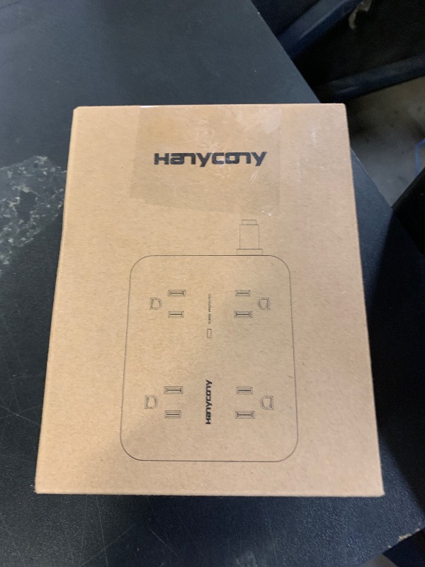 Photo 1 of 10 Ft Surge Protector Power Strip, HANYCONY Extension Cord with 8 AC Outlets 4 USB (2 USB C) Ports, Flat Plug, Wall Mount Desk USB Charging Station for Home