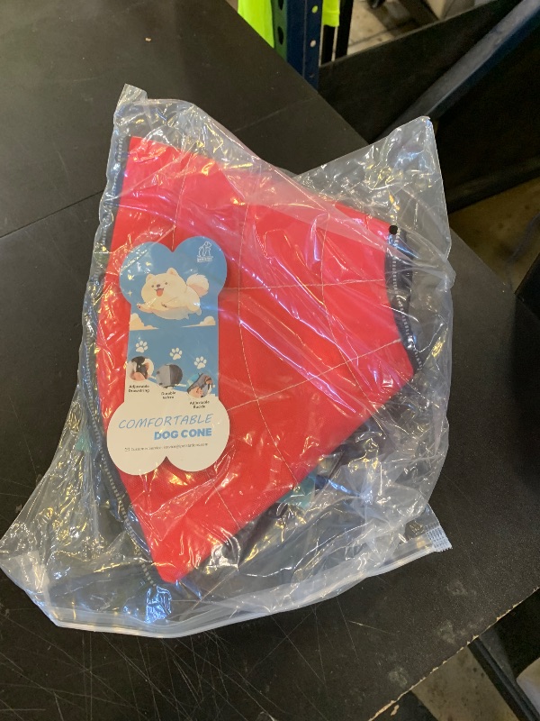 Photo 1 of Dog Cone Soft Surgery Dog Cone Collar - Adjustable Long Foldable Comfortable for Recovery Alternative Prevent Biting Stop Licking Wound Small Medium Large Dogs (Strawberry Red, S)