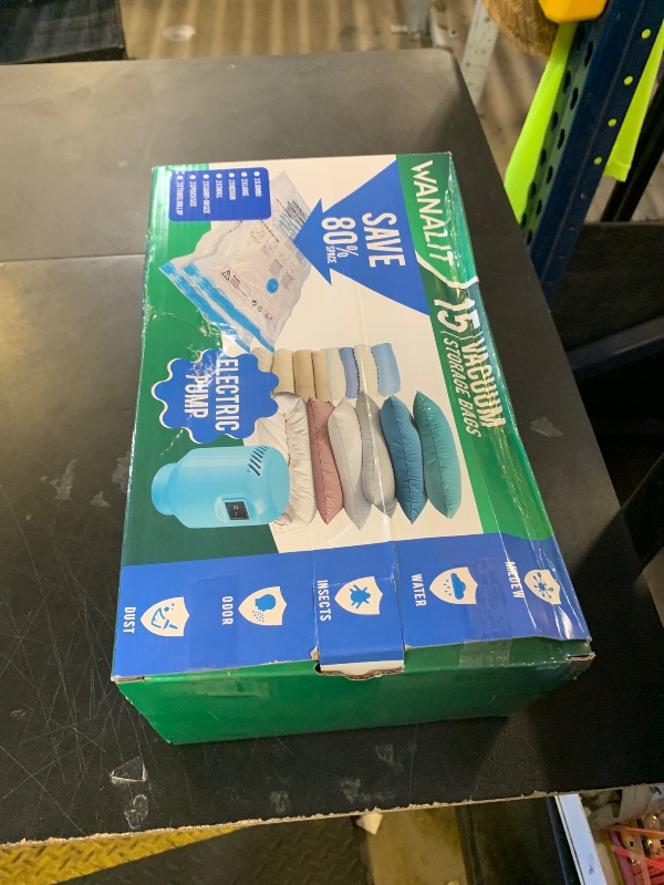 Photo 1 of Vacuum Storage Bags with Electric Air Pump, New Air Valve Combo 15 Pack Compression Bag, Space Saving Vacuum Sealer Bags for Clothes, Blanket, Duvets, Pillows, Comforters, Travel, Two Compressing Ways